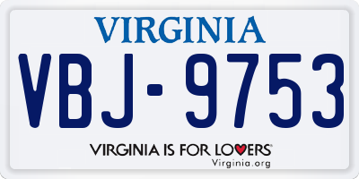 VA license plate VBJ9753