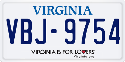 VA license plate VBJ9754