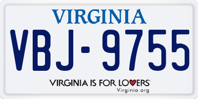 VA license plate VBJ9755