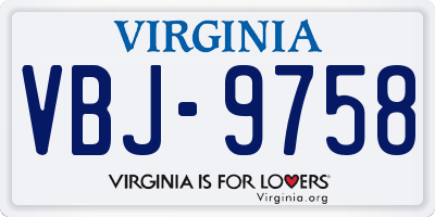 VA license plate VBJ9758