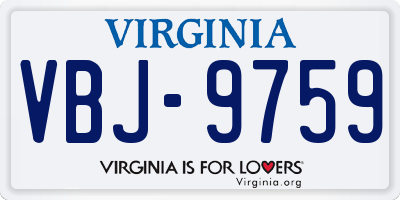 VA license plate VBJ9759