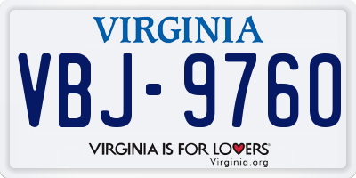 VA license plate VBJ9760