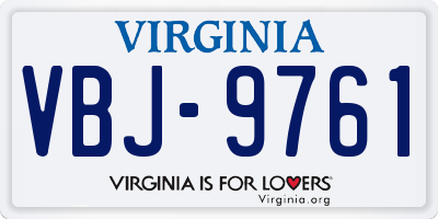 VA license plate VBJ9761