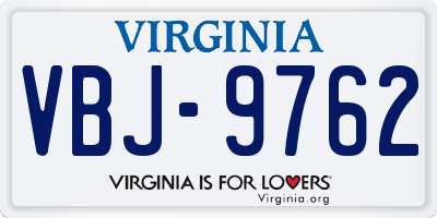 VA license plate VBJ9762