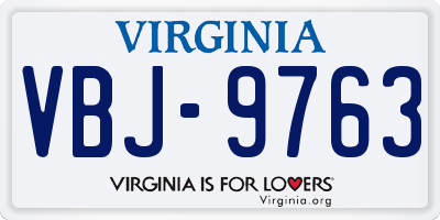 VA license plate VBJ9763