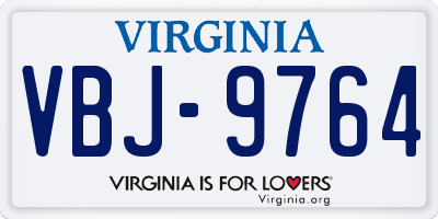 VA license plate VBJ9764