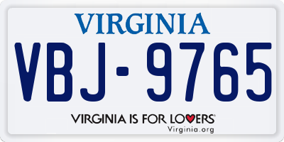 VA license plate VBJ9765