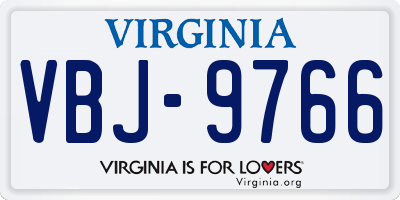 VA license plate VBJ9766