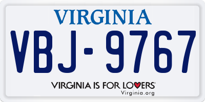 VA license plate VBJ9767