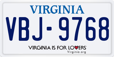 VA license plate VBJ9768