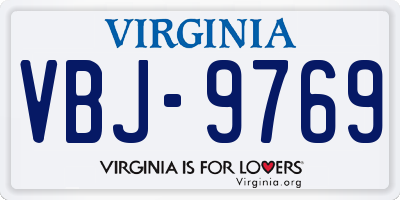 VA license plate VBJ9769