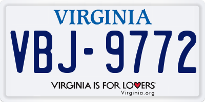 VA license plate VBJ9772