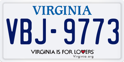 VA license plate VBJ9773