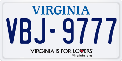 VA license plate VBJ9777