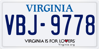 VA license plate VBJ9778