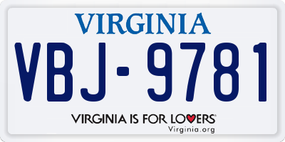 VA license plate VBJ9781