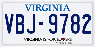 VA license plate VBJ9782