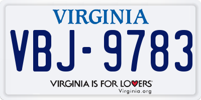 VA license plate VBJ9783
