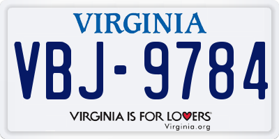 VA license plate VBJ9784