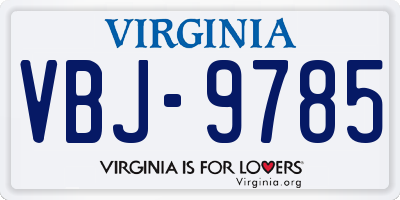 VA license plate VBJ9785