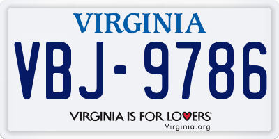 VA license plate VBJ9786
