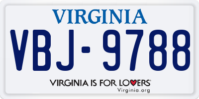 VA license plate VBJ9788