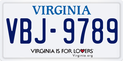 VA license plate VBJ9789