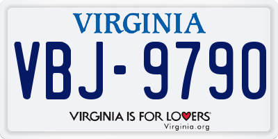 VA license plate VBJ9790