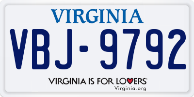 VA license plate VBJ9792