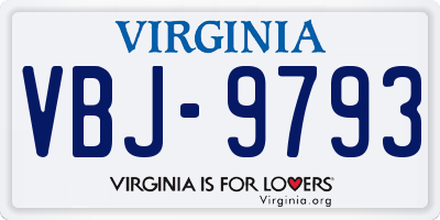 VA license plate VBJ9793