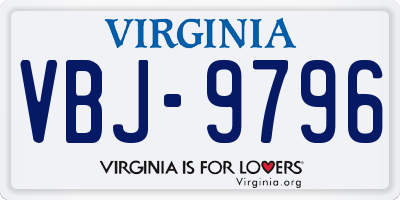 VA license plate VBJ9796