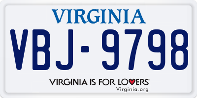 VA license plate VBJ9798