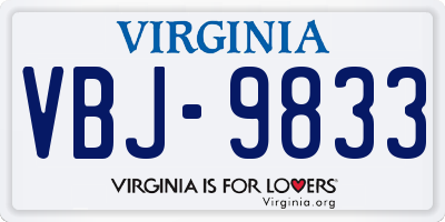 VA license plate VBJ9833