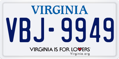 VA license plate VBJ9949