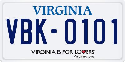 VA license plate VBK0101