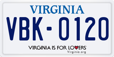VA license plate VBK0120