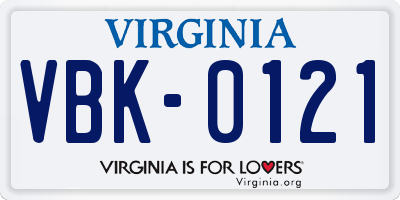 VA license plate VBK0121