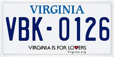 VA license plate VBK0126
