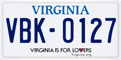 VA license plate VBK0127