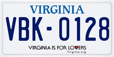 VA license plate VBK0128