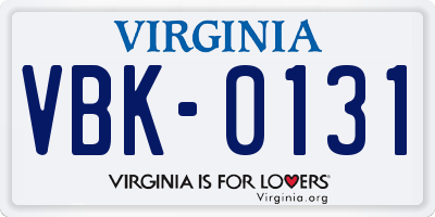 VA license plate VBK0131
