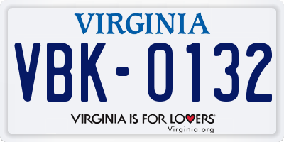 VA license plate VBK0132