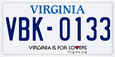 VA license plate VBK0133