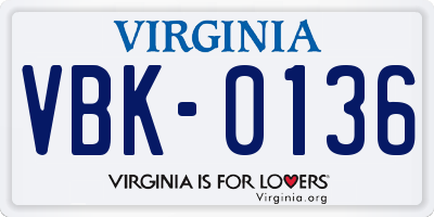 VA license plate VBK0136