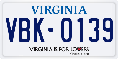 VA license plate VBK0139