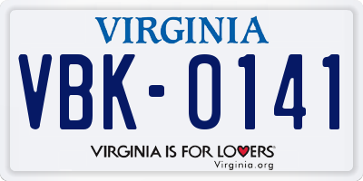 VA license plate VBK0141