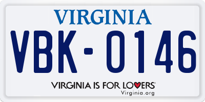 VA license plate VBK0146