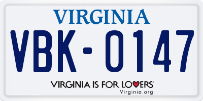 VA license plate VBK0147