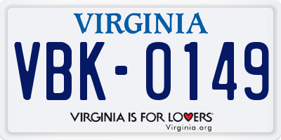 VA license plate VBK0149