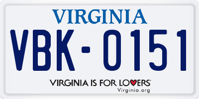 VA license plate VBK0151